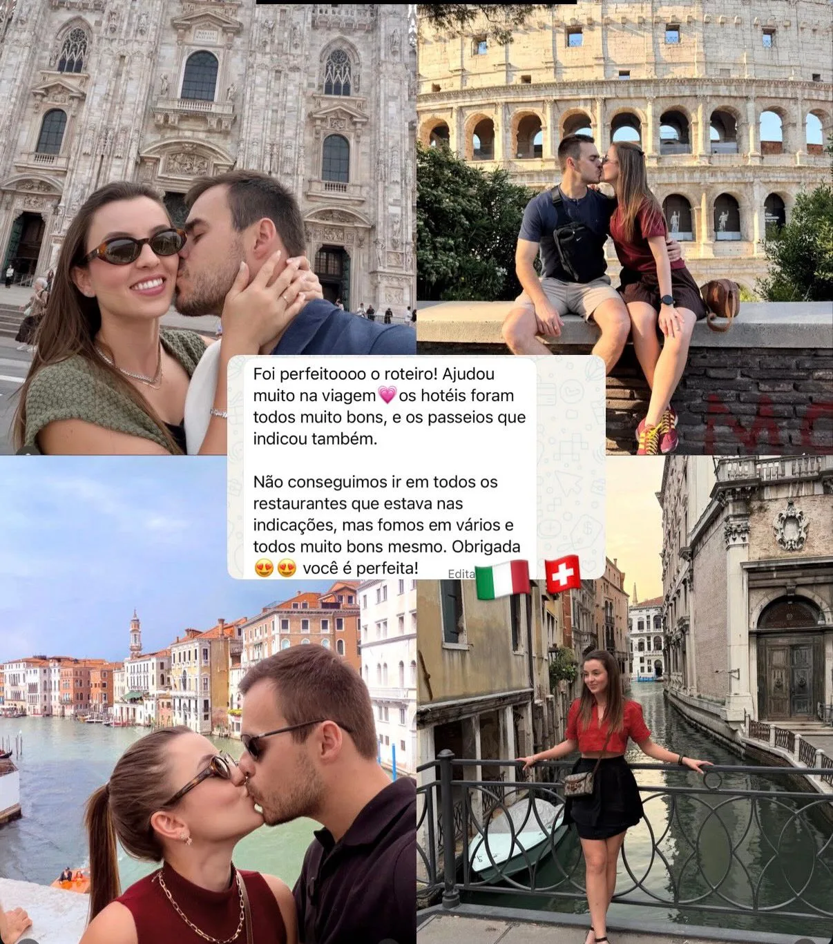Clientes da Travel by Carol em Roma, Milão e Veneza, com depoimento sobre o roteiro